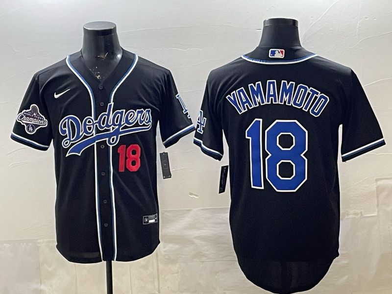 Men 2026 Nike Los Angeles Dodgers #18 Yamamoto Black Game MLB Jersey 042